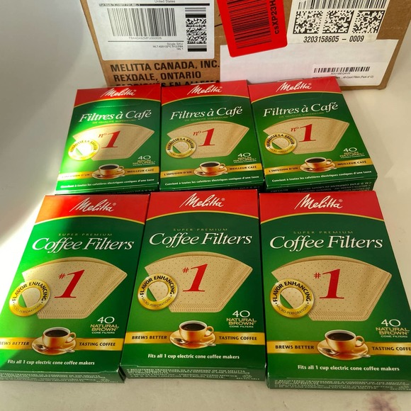 Melitta Coffee Filters #1 Natural Brown 40 Count 6 Pack - Picture 2 of 7